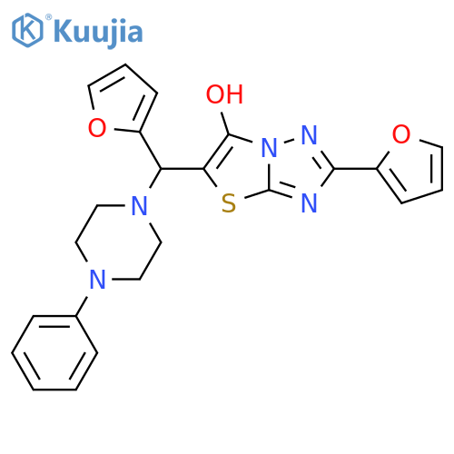 2-(furan-2-yl)-5-(furan-2-yl)(4-phenylpiperazin-1-yl)methyl-1,2,4triazolo3,2-b1,3thiazol-6-ol structure