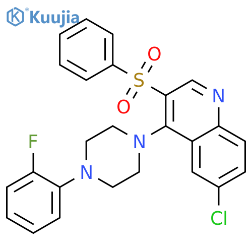 3-(benzenesulfonyl)-6-chloro-4-4-(2-fluorophenyl)piperazin-1-ylquinoline structure