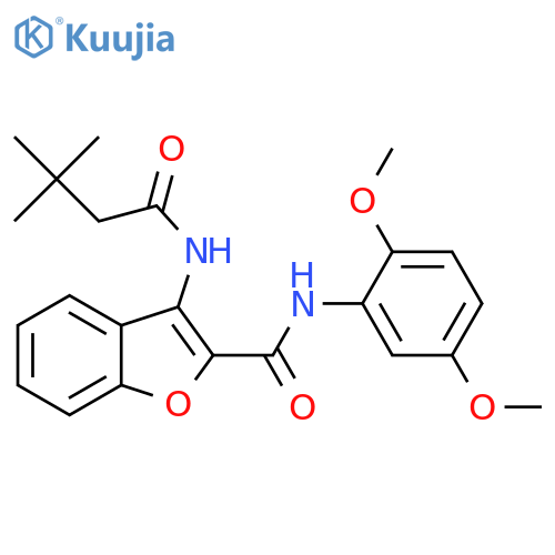 N-(2,5-dimethoxyphenyl)-3-(3,3-dimethylbutanamido)-1-benzofuran-2-carboxamide structure