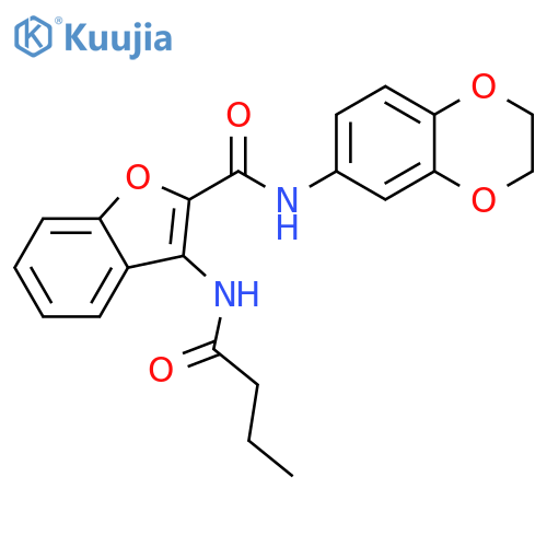 3-butanamido-N-(2,3-dihydro-1,4-benzodioxin-6-yl)-1-benzofuran-2-carboxamide structure