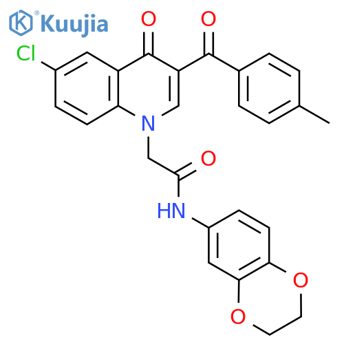 2-6-chloro-3-(4-methylbenzoyl)-4-oxo-1,4-dihydroquinolin-1-yl-N-(2,3-dihydro-1,4-benzodioxin-6-yl)acetamide structure