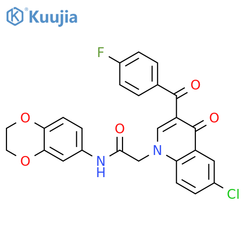 2-6-chloro-3-(4-fluorobenzoyl)-4-oxo-1,4-dihydroquinolin-1-yl-N-(2,3-dihydro-1,4-benzodioxin-6-yl)acetamide structure
