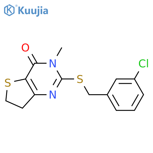 2-{(3-chlorophenyl)methylsulfanyl}-3-methyl-3H,4H,6H,7H-thieno3,2-dpyrimidin-4-one structure