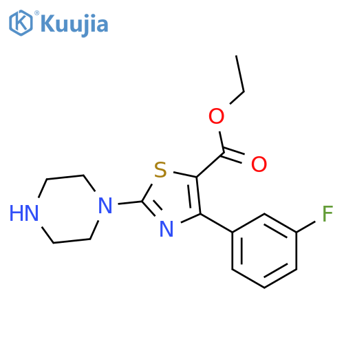 ETHYL 2-PIPERAZINE-4-(3-FLUORO)PHENYL THIAZOLE-5-CARBOXYLATE structure