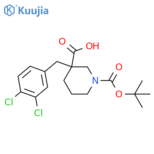 1-(tert-Butoxycarbonyl)-3-(3,4-dichlorobenzyl)-3-piperidinecarboxylic acid structure