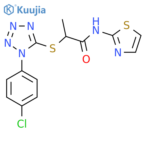 2-{1-(4-chlorophenyl)-1H-1,2,3,4-tetrazol-5-ylsulfanyl}-N-(1,3-thiazol-2-yl)propanamide structure