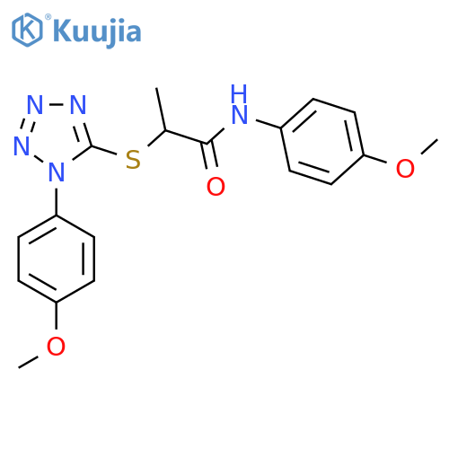 N-(4-methoxyphenyl)-2-{1-(4-methoxyphenyl)-1H-1,2,3,4-tetrazol-5-ylsulfanyl}propanamide structure