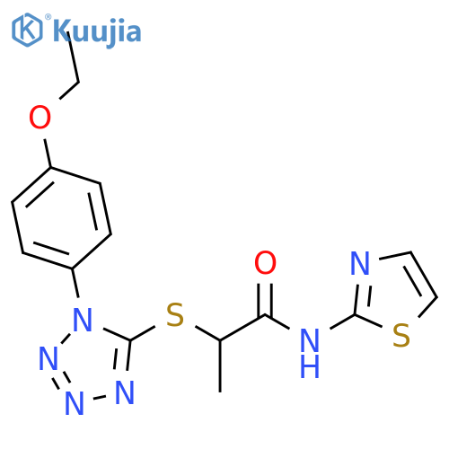 2-{1-(4-ethoxyphenyl)-1H-1,2,3,4-tetrazol-5-ylsulfanyl}-N-(1,3-thiazol-2-yl)propanamide structure