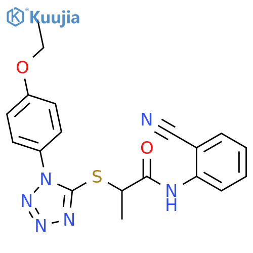 N-(2-cyanophenyl)-2-{1-(4-ethoxyphenyl)-1H-1,2,3,4-tetrazol-5-ylsulfanyl}propanamide structure