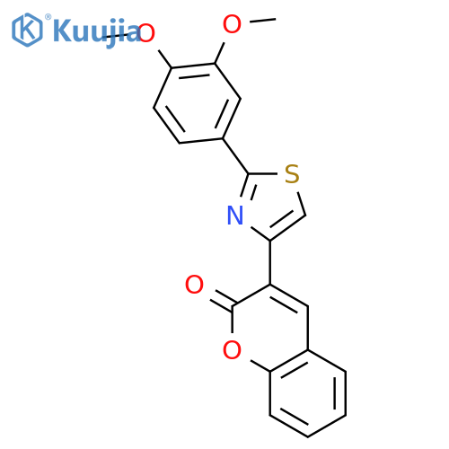 2H-1-Benzopyran-2-one, 3-[2-(3,4-dimethoxyphenyl)-4-thiazolyl]- structure