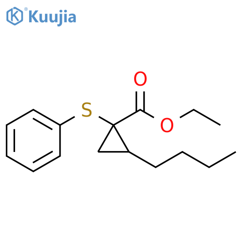 Cyclopropanecarboxylic acid, 2-butyl-1-(phenylthio)-, ethyl ester structure