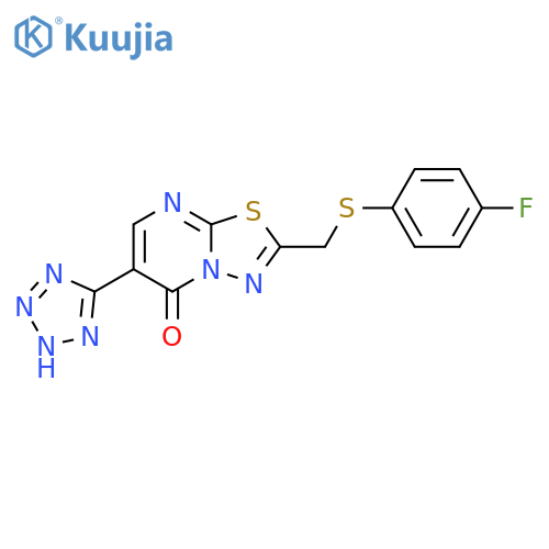 5H-1,3,4-Thiadiazolo[3,2-a]pyrimidin-5-one,2-[[(4-fluorophenyl)thio]methyl]-6-(1H-tetrazol-5-yl)- structure