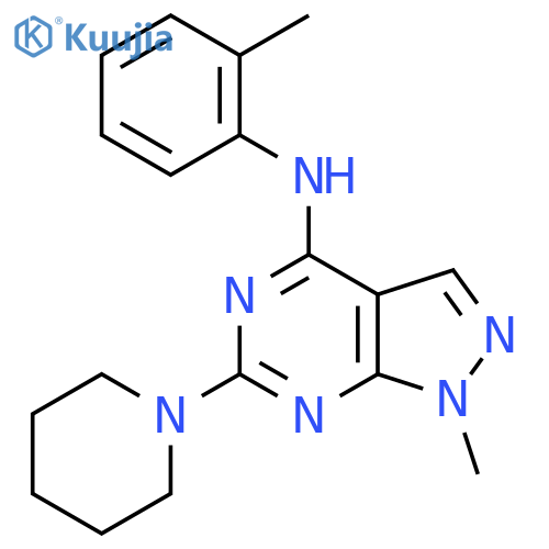 1-methyl-N-(2-methylphenyl)-6-(piperidin-1-yl)-1H-pyrazolo3,4-dpyrimidin-4-amine structure