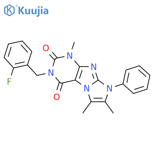 3-(2-fluorophenyl)methyl-1,6,7-trimethyl-8-phenyl-1H,2H,3H,4H,8H-imidazo1,2-gpurine-2,4-dione structure