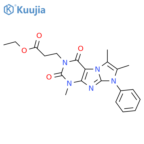 ethyl 3-{1,6,7-trimethyl-2,4-dioxo-8-phenyl-1H,2H,3H,4H,8H-imidazo1,2-gpurin-3-yl}propanoate structure