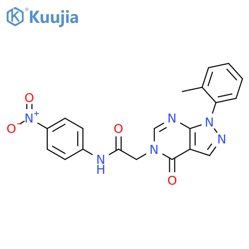 2-1-(2-methylphenyl)-4-oxo-1H,4H,5H-pyrazolo3,4-dpyrimidin-5-yl-N-(4-nitrophenyl)acetamide structure