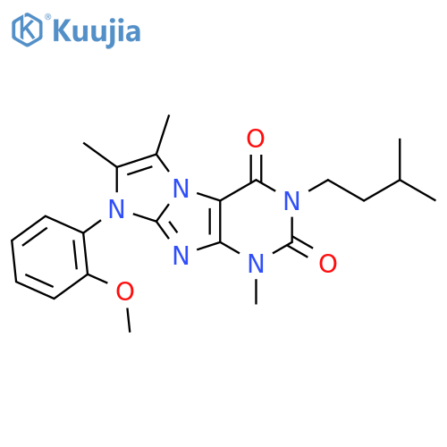 8-(2-methoxyphenyl)-1,6,7-trimethyl-3-(3-methylbutyl)-1H,2H,3H,4H,8H-imidazo1,2-gpurine-2,4-dione structure