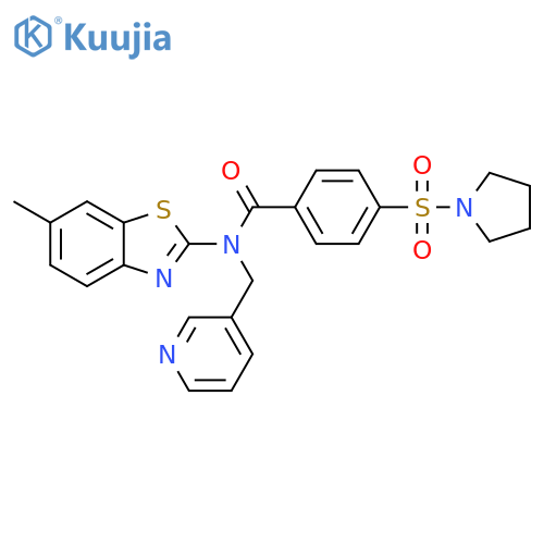 N-(6-methyl-1,3-benzothiazol-2-yl)-N-(pyridin-3-yl)methyl-4-(pyrrolidine-1-sulfonyl)benzamide structure