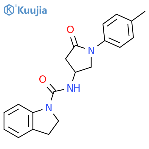 N-1-(4-methylphenyl)-5-oxopyrrolidin-3-yl-2,3-dihydro-1H-indole-1-carboxamide structure
