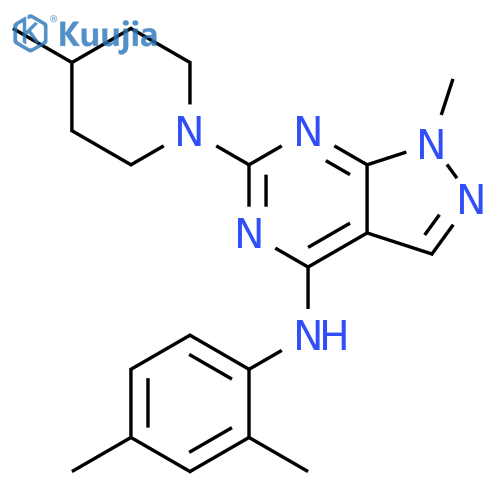 N-(2,4-dimethylphenyl)-1-methyl-6-(4-methylpiperidin-1-yl)-1H-pyrazolo3,4-dpyrimidin-4-amine structure