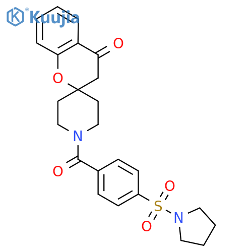 1'-4-(pyrrolidine-1-sulfonyl)benzoyl-3,4-dihydrospiro1-benzopyran-2,4'-piperidine-4-one structure