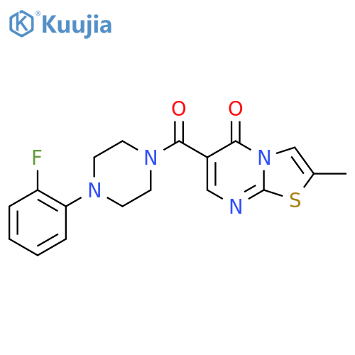 6-4-(2-fluorophenyl)piperazine-1-carbonyl-2-methyl-5H-1,3thiazolo3,2-apyrimidin-5-one structure