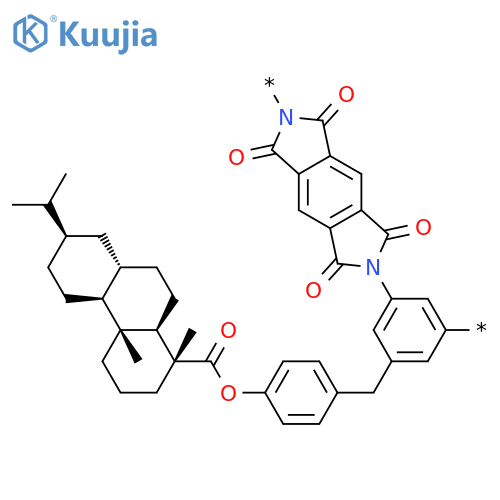 Poly[(5,7-dihydro-1,3,5,7-tetraoxobenzo[1,2-c:4,5-c']dipyrrole-2,6(1H,3H)-diyl)[5-[[4-[[[(1R,4aR,4bS,7R,8aS,10aR)-tetradecahydro-1,4a-dimethyl-7-(1-methylethyl)-1-phenanthrenyl]carbonyl]oxy]phenyl]methyl]-1,3-phenylene]] structure