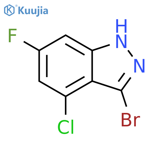 3-Bromo-4-chloro-6-fluoro-(1H)indazole structure