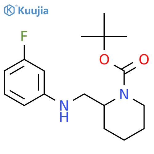 1-Piperidinecarboxylicacid, 2-[[(3-fluorophenyl)amino]methyl]-, 1,1-dimethylethyl ester structure