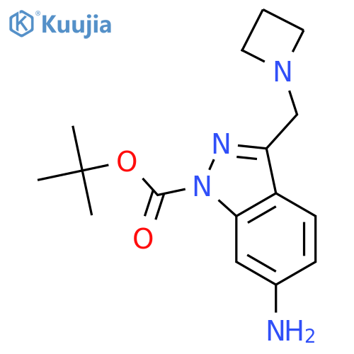 1H-Indazole-1-carboxylicacid, 6-amino-3-(1-azetidinylmethyl)-, 1,1-dimethylethyl ester structure