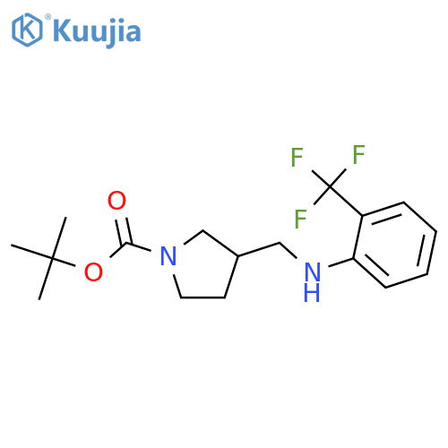 1-Pyrrolidinecarboxylicacid, 3-[[[2-(trifluoromethyl)phenyl]amino]methyl]-, 1,1-dimethylethyl ester structure
