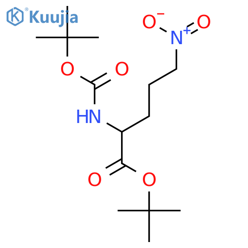 Pentanoic acid, 2-​[[(1,​1-​dimethylethoxy)​carbonyl]​amino]​-​5-​nitro-​, 1,​1-​dimethylethyl ester structure