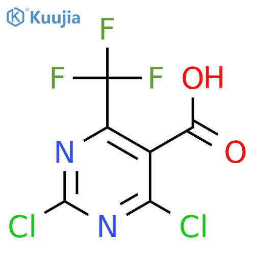 2,4-dichloro-6-(trifluoromethyl)pyrimidine-5-carboxylic acid structure