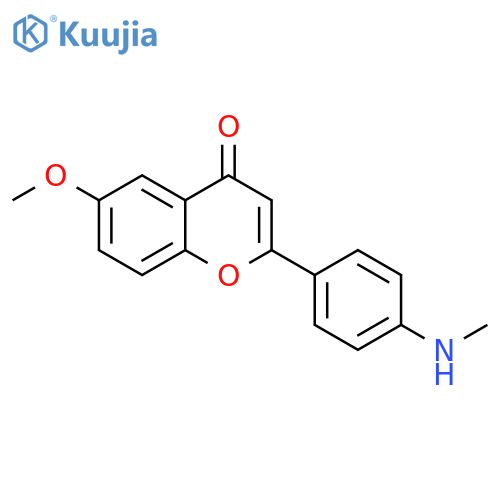 4H-1-Benzopyran-4-one, 6-methoxy-2-[4-(methylamino)phenyl]- structure