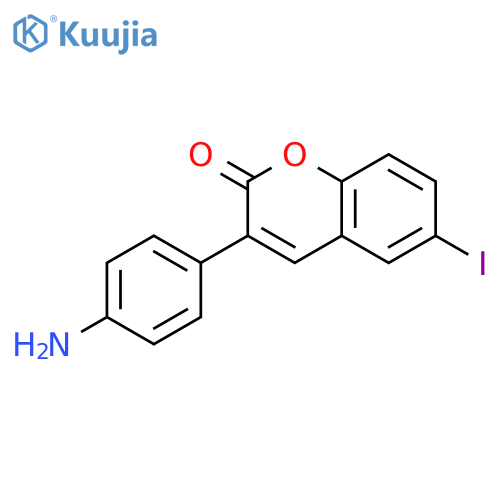 2H-1-Benzopyran-2-one, 3-(4-aminophenyl)-6-iodo- structure