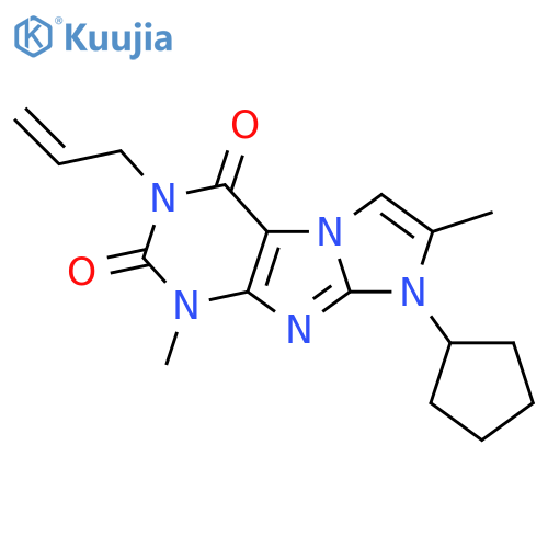 8-cyclopentyl-1,7-dimethyl-3-(prop-2-en-1-yl)-1H,2H,3H,4H,8H-imidazo1,2-gpurine-2,4-dione structure