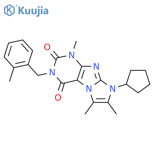 8-cyclopentyl-1,6,7-trimethyl-3-(2-methylphenyl)methyl-1H,2H,3H,4H,8H-imidazo1,2-gpurine-2,4-dione structure