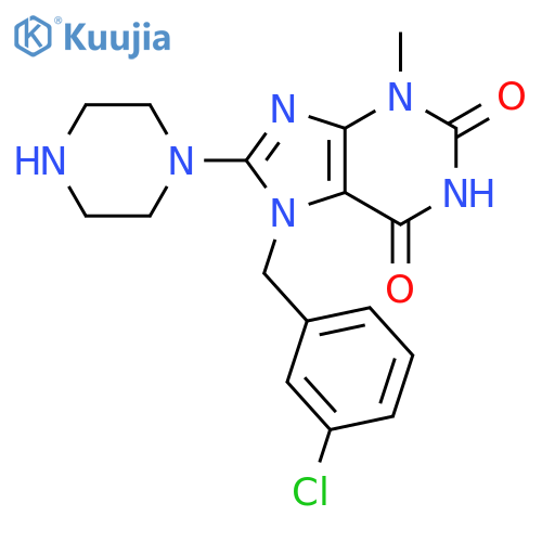 7-(3-Chloro-benzyl)-3-methyl-8-piperazin-1-yl-3,7-dihydro-purine-2,6-dione structure