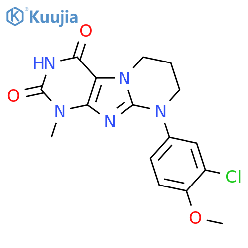 9-(3-chloro-4-methoxyphenyl)-1-methyl-1H,2H,3H,4H,6H,7H,8H,9H-pyrimido1,2-gpurine-2,4-dione structure