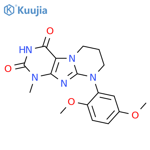9-(2,5-dimethoxyphenyl)-1-methyl-1H,2H,3H,4H,6H,7H,8H,9H-pyrimido1,2-gpurine-2,4-dione structure