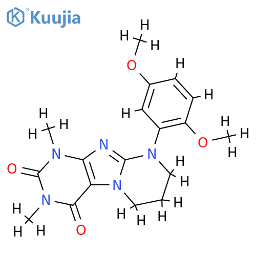 9-(2,5-dimethoxyphenyl)-1,3-dimethyl-1H,2H,3H,4H,6H,7H,8H,9H-pyrimido1,2-gpurine-2,4-dione structure
