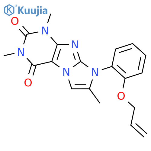 1,3,7-trimethyl-8-2-(prop-2-en-1-yloxy)phenyl-1H,2H,3H,4H,8H-imidazo1,2-gpurine-2,4-dione structure