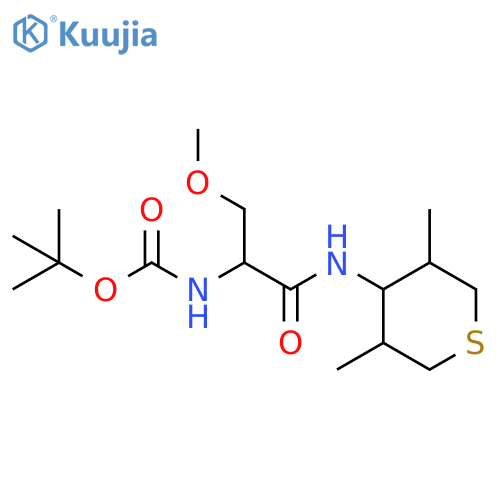 Carbamic acid,[1-(methoxymethyl)-2-oxo-2-[(tetrahydro-3,5-dimethyl-2H-thiopyran-4-yl)amino]ethyl]-, 1,1-dimethylethyl ester structure