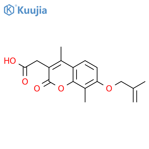 {4,8-Dimethyl-7-(2-methylprop-2-en-1-yl)oxy-2-oxo-2H-chromen-3-yl}acetic Acid structure