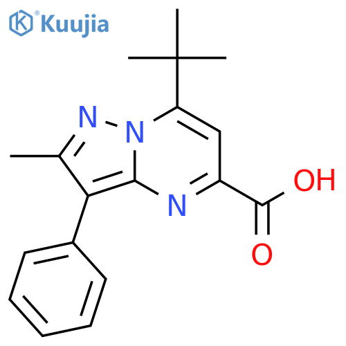 7-tert-butyl-2-methyl-3-phenylpyrazolo[1,5-a]pyrimidine-5-carboxylic acid structure