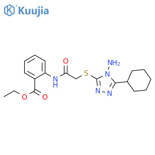 ethyl 2-{2-(4-amino-5-cyclohexyl-4H-1,2,4-triazol-3-yl)sulfanylacetamido}benzoate structure