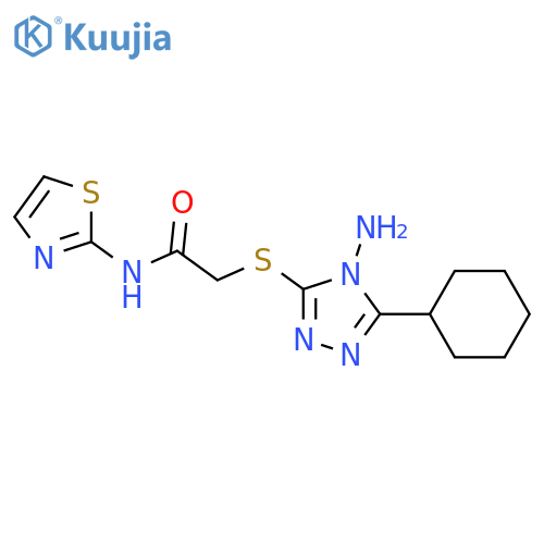 2-(4-amino-5-cyclohexyl-4H-1,2,4-triazol-3-yl)sulfanyl-N-(1,3-thiazol-2-yl)acetamide structure