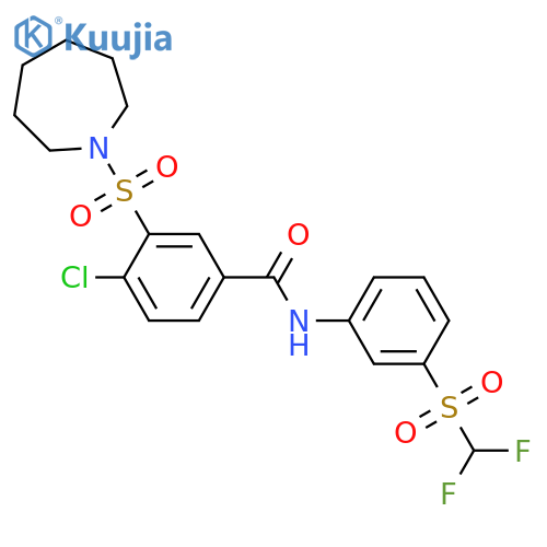 3-(azepane-1-sulfonyl)-4-chloro-N-(3-difluoromethanesulfonylphenyl)benzamide structure