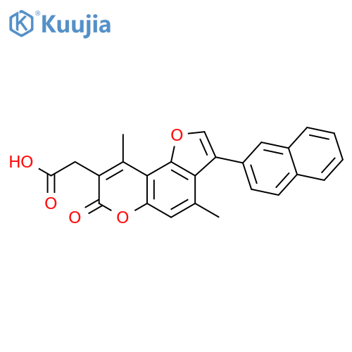 2-(4,9-dimethyl-3-naphthalen-2-yl-7-oxofuro[2,3-f]chromen-8-yl)acetic acid structure