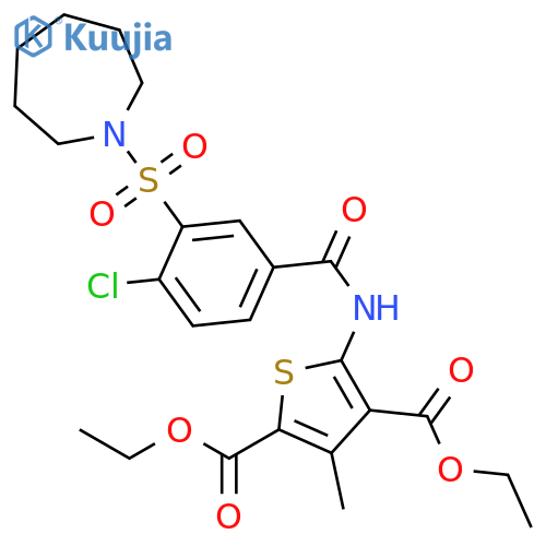 2,4-diethyl 5-3-(azepane-1-sulfonyl)-4-chlorobenzamido-3-methylthiophene-2,4-dicarboxylate structure
